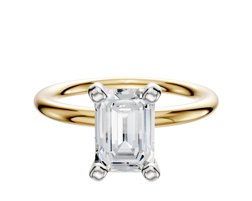 14K Two Tone 4 Prong Classic Dome 2.0mm Engagement Ring