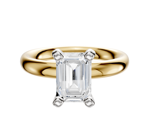 14K Two Tone 4 Prong Classic Dome 3.0mm Engagement Ring