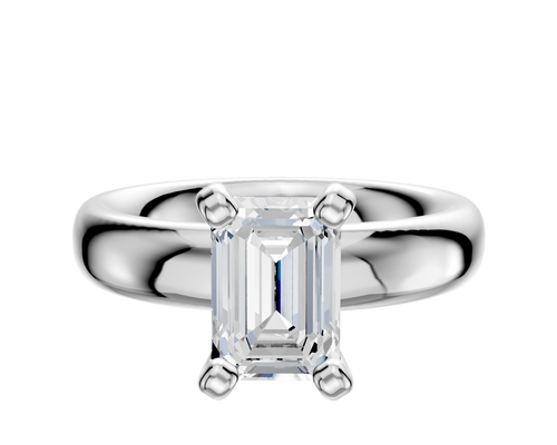 14K White Gold 4 Prong Classic Dome 4.0mm Engagement Ring