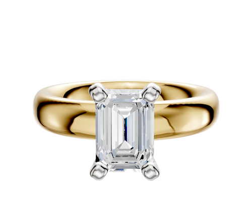 14K Two Tone 4 Prong Classic Dome 4.0mm Engagement Ring