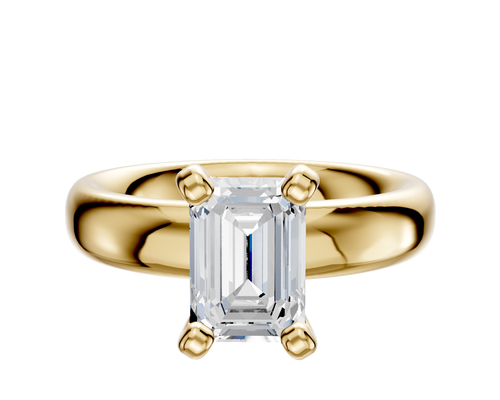 14K Yellow Gold 4 Prong Classic Dome 4.0mm Engagement Ring
