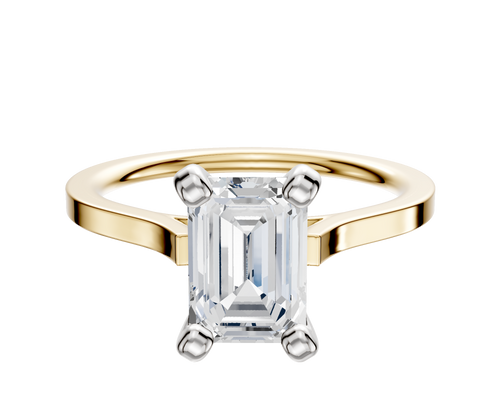 18K Two Tone 4 Prong Cathedral Flat 1.5mm Engagement Ring