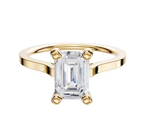 18K Yellow Gold 4 Prong Cathedral Flat 1.5mm Engagement Ring