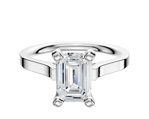 14K White Gold 4 Prong Cathedral Flat 2.0mm Engagement Ring