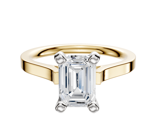 14K Two Tone 4 Prong Cathedral Flat 2.0mm Engagement Ring