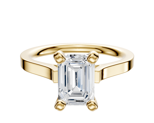 14K Yellow Gold 4 Prong Cathedral Flat 2.0mm Engagement Ring