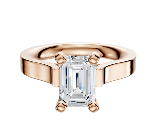 14K Rose Gold 4 Prong Cathedral Flat 3.0mm Engagement Ring