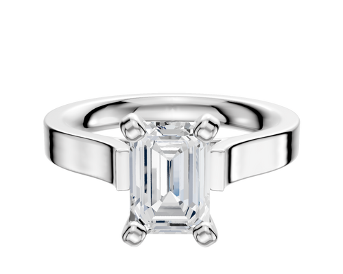 18K White Gold 4 Prong Cathedral Flat 3.0mm Engagement Ring
