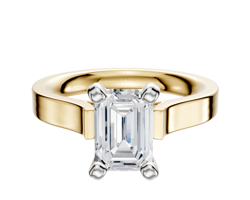18K Two Tone 4 Prong Cathedral Flat 3.0mm Engagement Ring