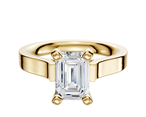 18K Yellow Gold 4 Prong Cathedral Flat 3.0mm Engagement Ring