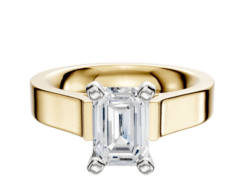 14K Two Tone 4 Prong Cathedral Flat 4.0mm Engagement Ring