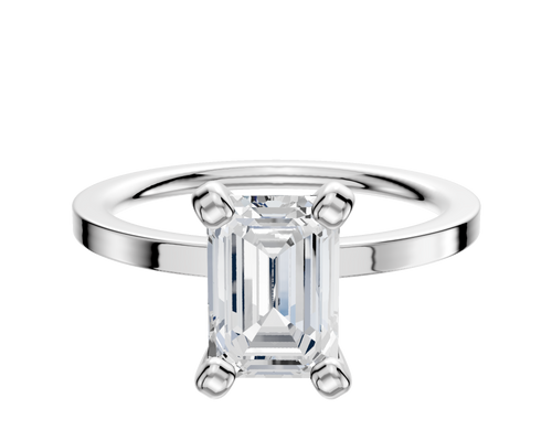 14K White Gold 4 Prong Classic Flat 1.5mm Engagement Ring