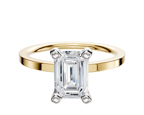 18K Two Tone 4 Prong Classic Flat 1.5mm Engagement Ring