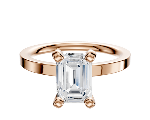 18K Rose Gold 4 Prong Classic Flat 2.0mm Engagement Ring