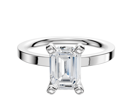 18K White Gold 4 Prong Classic Flat 2.0mm Engagement Ring