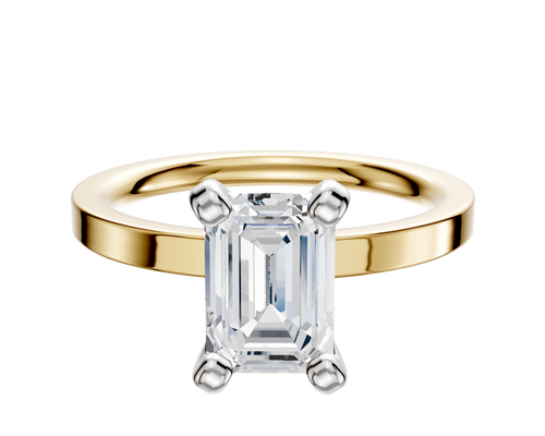 14K Two Tone 4 Prong Classic Flat 2.0mm Engagement Ring