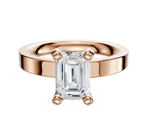 18K Rose Gold 4 Prong Classic Flat 3.0mm Engagement Ring