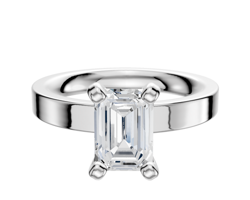14K White Gold 4 Prong Classic Flat 3.0mm Engagement Ring