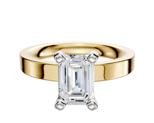 14K Two Tone 4 Prong Classic Flat 3.0mm Engagement Ring
