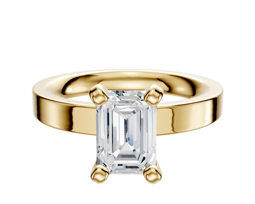 18K Yellow Gold 4 Prong Classic Flat 3.0mm Engagement Ring