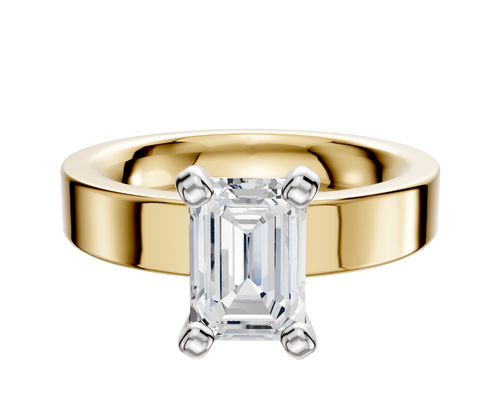 18K Two Tone 4 Prong Classic Flat 4.0mm Engagement Ring