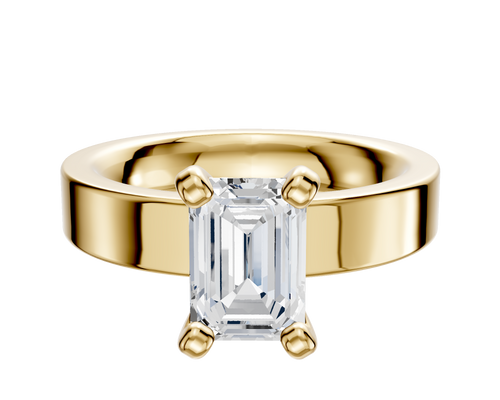 14K Yellow Gold 4 Prong Classic Flat 4.0mm Engagement Ring