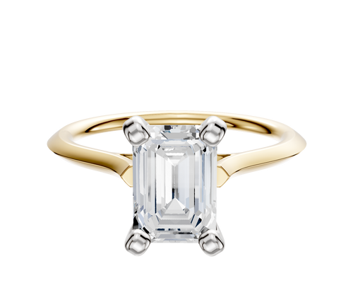 18K Two Tone 4 Prong Cathedral Knife Edge 1.5mm Engagement Ring