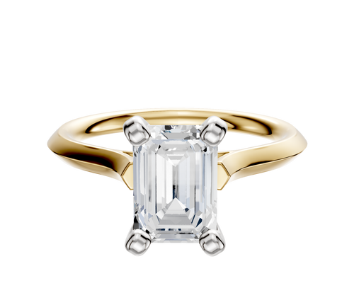 18K Two Tone 4 Prong Cathedral Knife Edge 2.0mm Engagement Ring