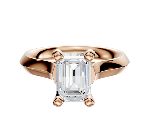 18K Rose Gold 4 Prong Cathedral Knife Edge 3.0mm Engagement Ring