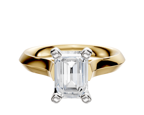 14K Two Tone 4 Prong Cathedral Knife Edge 3.0mm Engagement Ring
