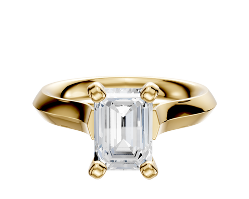 18K Yellow Gold 4 Prong Cathedral Knife Edge 3.0mm Engagement Ring