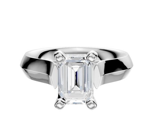 14K White Gold 4 Prong Cathedral Knife Edge 4.0mm Engagement Ring