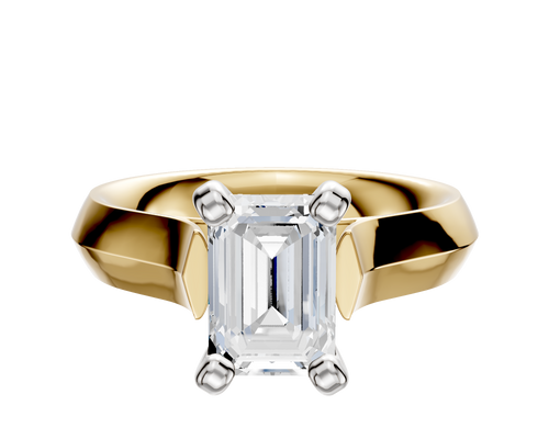 18K Two Tone 4 Prong Cathedral Knife Edge 4.0mm Engagement Ring