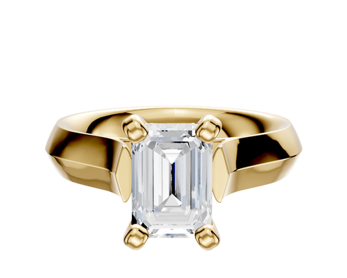 18K Yellow Gold 4 Prong Cathedral Knife Edge 4.0mm Engagement Ring