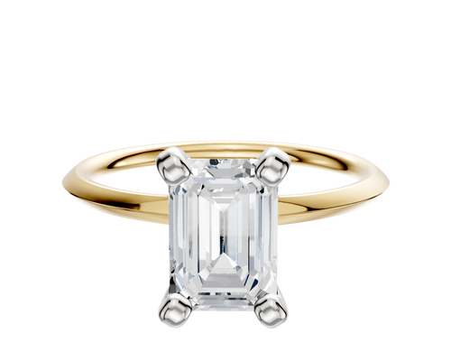 18K Two Tone 4 Prong Classic Knife Edge 1.5mm Engagement Ring