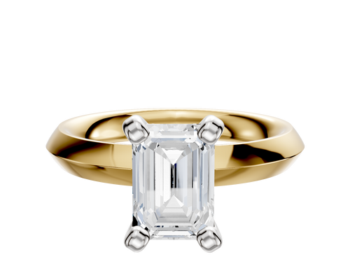 18K Two Tone 4 Prong Classic Knife Edge 3.0mm Engagement Ring