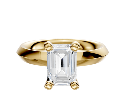 18K Yellow Gold 4 Prong Classic Knife Edge 3.0mm Engagement Ring