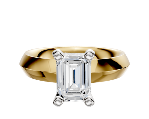 18K Two Tone 4 Prong Classic Knife Edge 4.0mm Engagement Ring