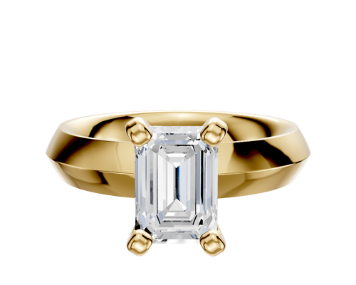 18K Yellow Gold 4 Prong Classic Knife Edge 4.0mm Engagement Ring