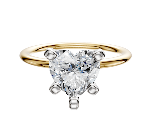 18K Two Tone 4 Prong Classic Dome 1.5mm Engagement Ring