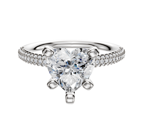Platinum 4 Prong Classic Dome 3-Row-Pave 2.0mm Engagement Ring