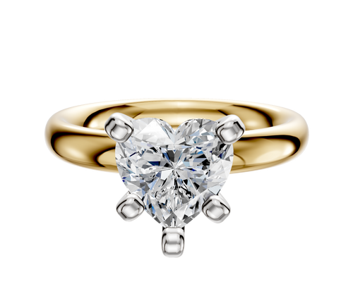 14K Two Tone 4 Prong Classic Dome 3.0mm Engagement Ring
