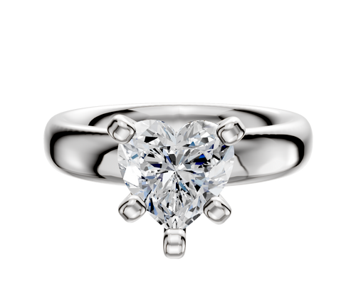 14K White Gold 4 Prong Classic Dome 4.0mm Engagement Ring