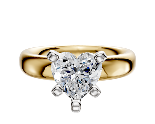 18K Two Tone 4 Prong Classic Dome 4.0mm Engagement Ring