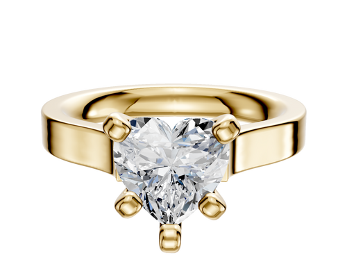 14K Yellow Gold 4 Prong Cathedral Flat 3.0mm Engagement Ring