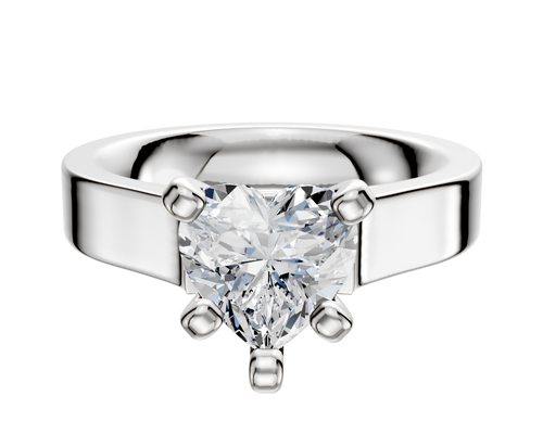 18K White Gold 4 Prong Cathedral Flat 4.0mm Engagement Ring