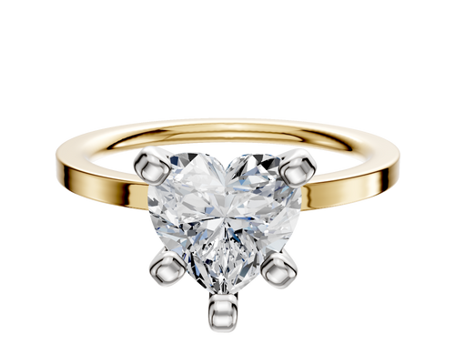 18K Two Tone 4 Prong Classic Flat 1.5mm Engagement Ring
