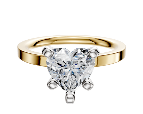 14K Two Tone 4 Prong Classic Flat 2.0mm Engagement Ring