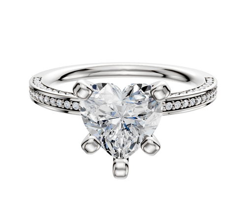 Platinum 4 Prong Classic Flat 3-Row-Pave 2.0mm Engagement Ring