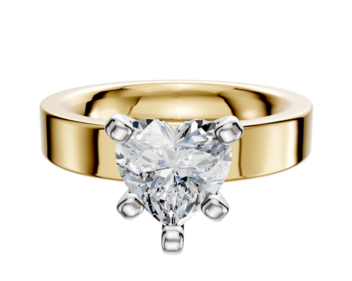 18K Two Tone 4 Prong Classic Flat 4.0mm Engagement Ring